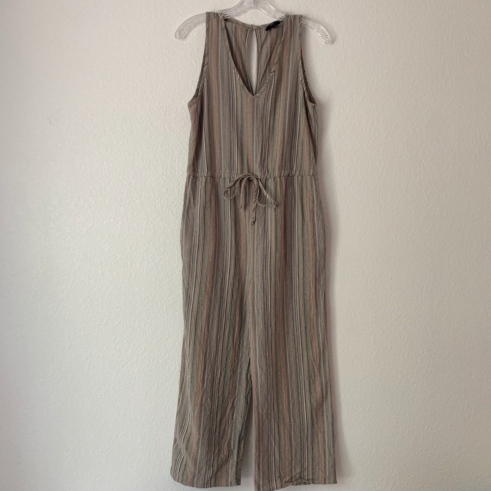 Anthropologie Drew Stripe Linen Drawstring Romper